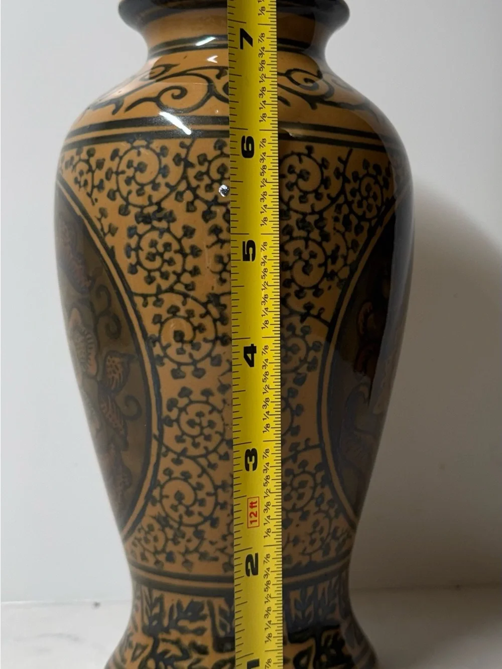 Mustard and Brown Decorative Floral Vase by Canaan Collection